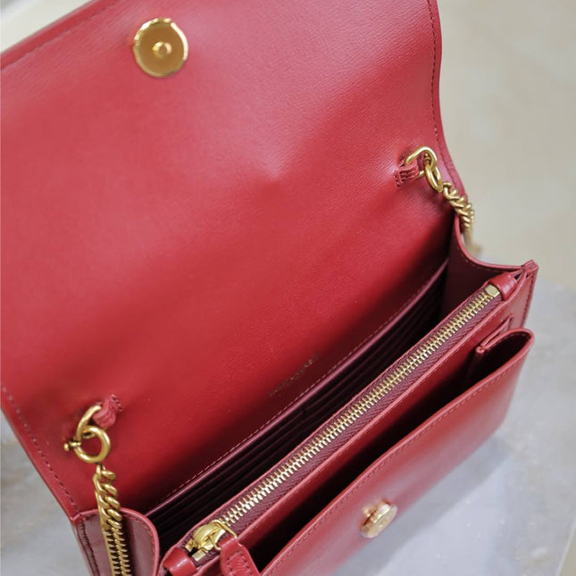 SUNSET SMALL BAG 19 IN RED CALFSKIN COPPER HARDWARE