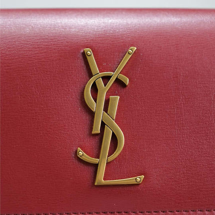 SUNSET SMALL BAG 19 IN RED CALFSKIN COPPER HARDWARE