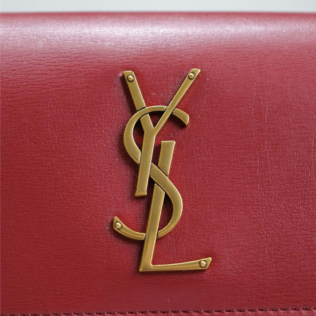 SUNSET SMALL BAG 19 IN RED CALFSKIN COPPER HARDWARE