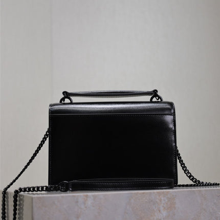 SUNSET SMALL BAG 19 IN BLACK CALFSKIN BLACK HARDWARE