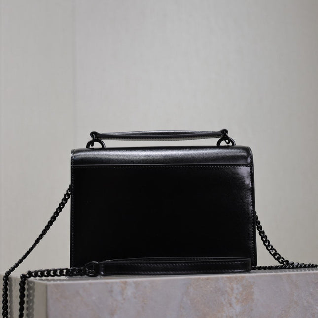 SUNSET SMALL BAG 19 IN BLACK CALFSKIN BLACK HARDWARE
