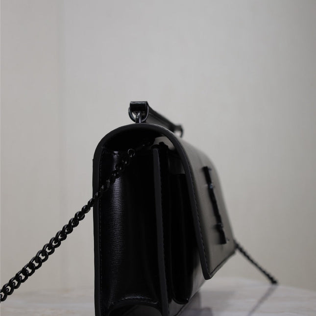 SUNSET SMALL BAG 19 IN BLACK CALFSKIN BLACK HARDWARE