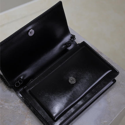 SUNSET SMALL BAG 19 IN BLACK CALFSKIN BLACK HARDWARE