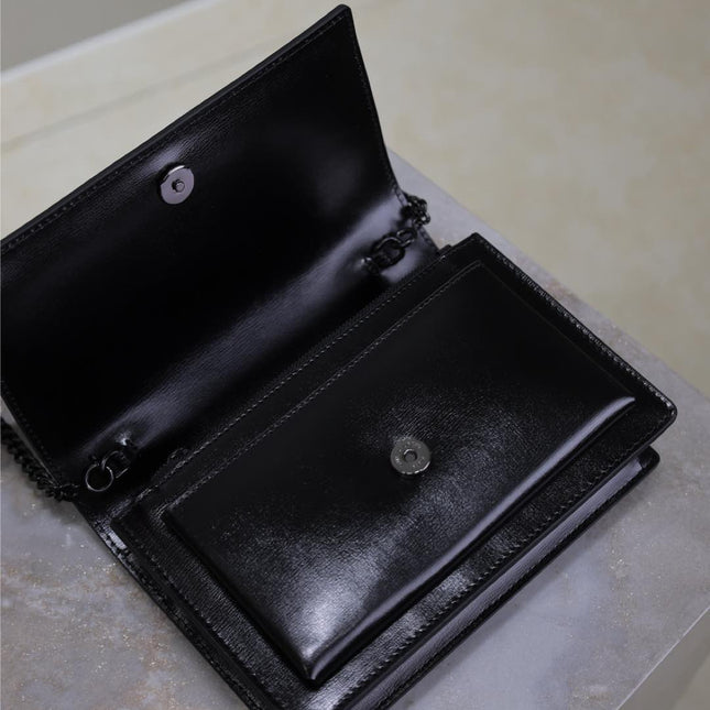 SUNSET SMALL BAG 19 IN BLACK CALFSKIN BLACK HARDWARE