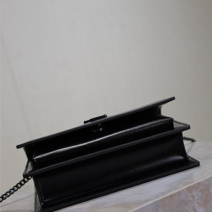 SUNSET SMALL BAG 19 IN BLACK CALFSKIN BLACK HARDWARE