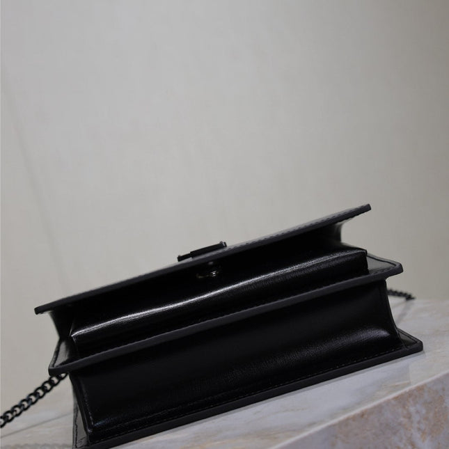 SUNSET SMALL BAG 19 IN BLACK CALFSKIN BLACK HARDWARE