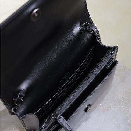 SUNSET SMALL BAG 19 IN BLACK CALFSKIN BLACK HARDWARE