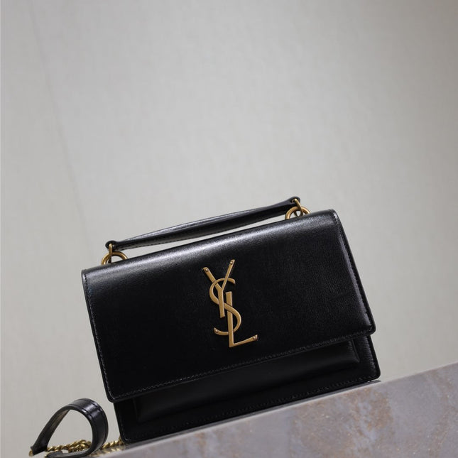 SUNSET SMALL BAG 19 IN BLACK CALFSKIN COPPER HARDWARE