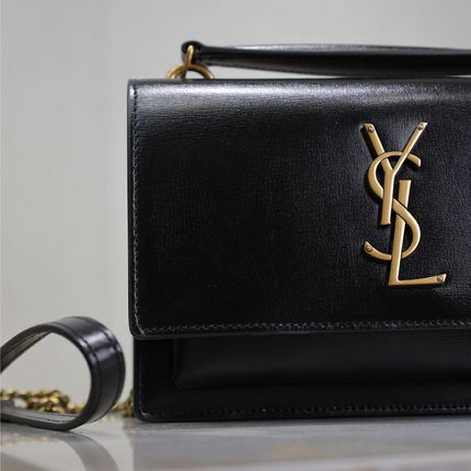 SUNSET SMALL BAG 19 IN BLACK CALFSKIN COPPER HARDWARE