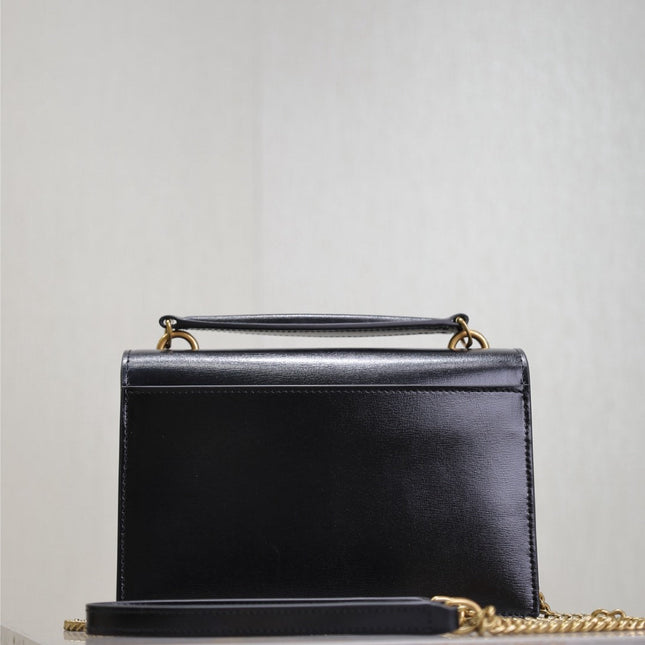 SUNSET SMALL BAG 19 IN BLACK CALFSKIN COPPER HARDWARE
