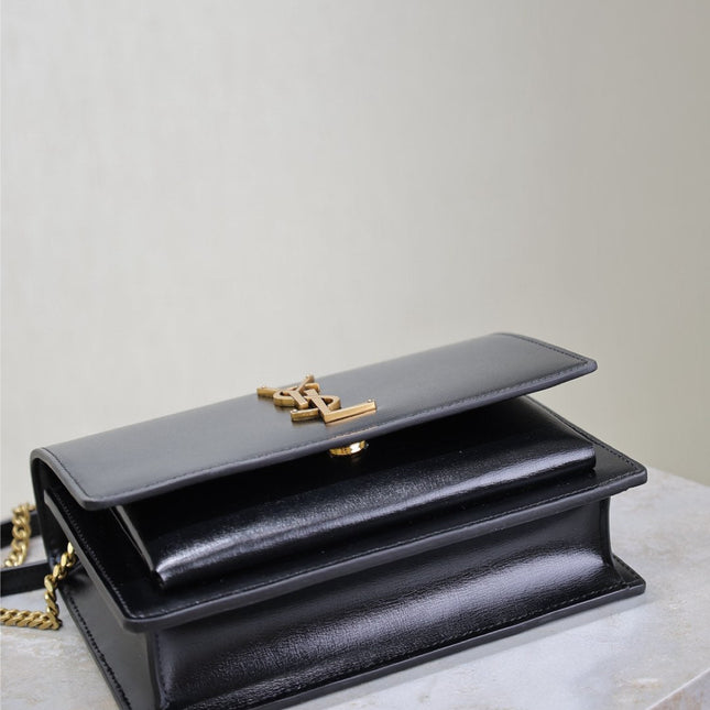 SUNSET SMALL BAG 19 IN BLACK CALFSKIN COPPER HARDWARE