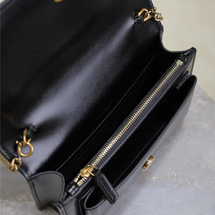SUNSET SMALL BAG 19 IN BLACK CALFSKIN COPPER HARDWARE