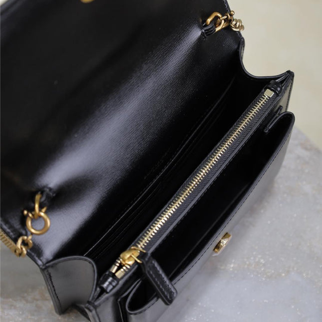 SUNSET SMALL BAG 19 IN BLACK CALFSKIN COPPER HARDWARE
