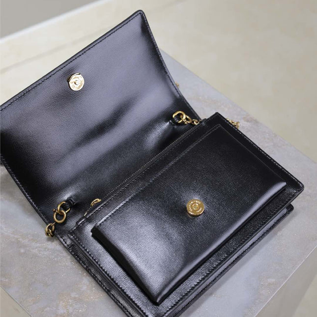 SUNSET SMALL BAG 19 IN BLACK CALFSKIN COPPER HARDWARE