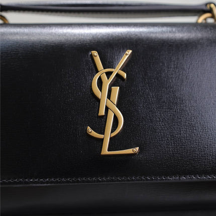 SUNSET SMALL BAG 19 IN BLACK CALFSKIN COPPER HARDWARE