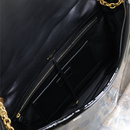 JAMIE 4.3 LARGE BAG 43 IN BLACK PATENT LAMBSKIN GOLD HARDWARE
