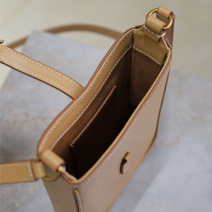 LE 5 À 7 PHONE BAG 18 IN CIDER BROWN CALFSKIN