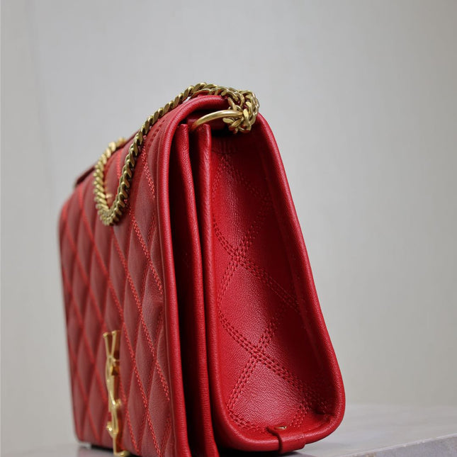 BECKY 25 IN RED QUILTED LAMBSKIN GOLD HARDWARE