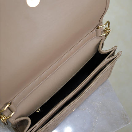 BECKY 25 IN MEDIUM BROWN QUILTED LAMBSKIN GOLD HARDWARE