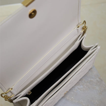BECKY 26 IN WHITE QUILTED LAMBSKIN GOLD HARDWARE