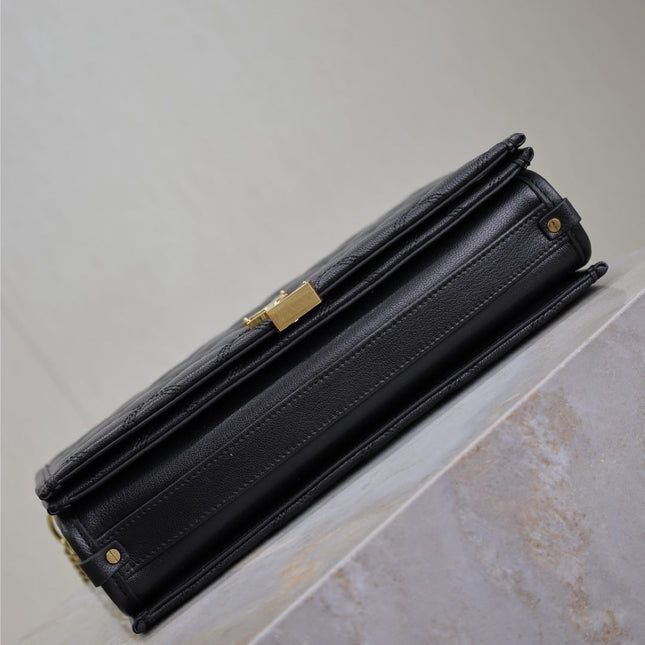 BECKY 26 IN BLACK QUILTED LAMBSKIN GOLD HARDWARE