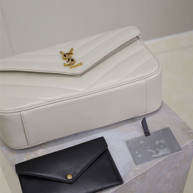 LOULOU MEDIUM 29 IN WHITE SHEEPSKIN GOLD HARDWARE
