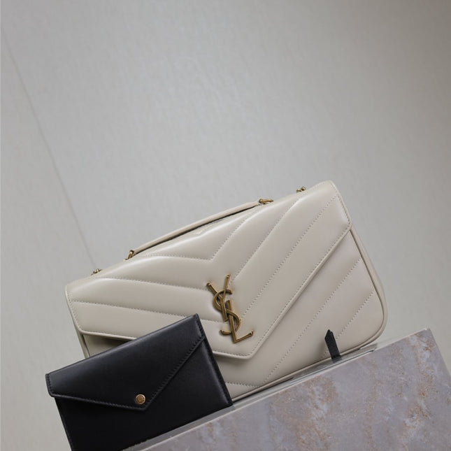 LOULOU MEDIUM 29 IN WHITE SHEEPSKIN GOLD HARDWARE
