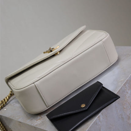 LOULOU SMALL 24 IN WHITE SHEEPSKIN GOLD HARDWARE
