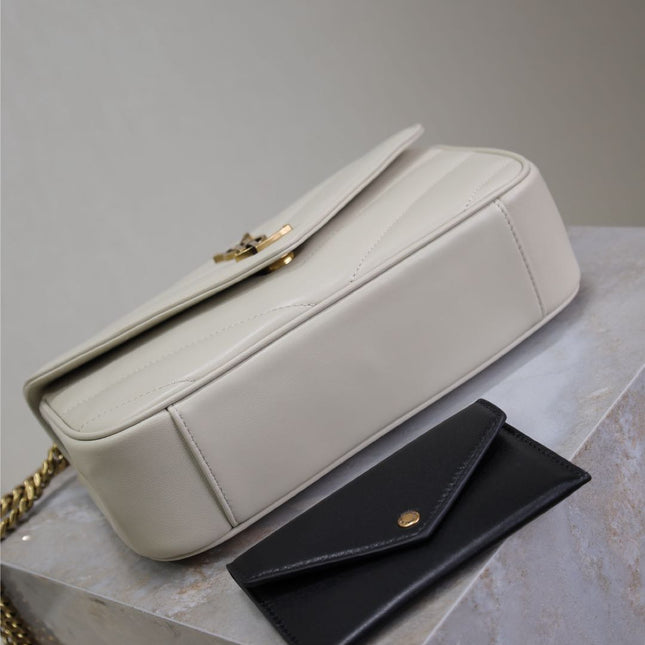 LOULOU SMALL 24 IN WHITE SHEEPSKIN GOLD HARDWARE