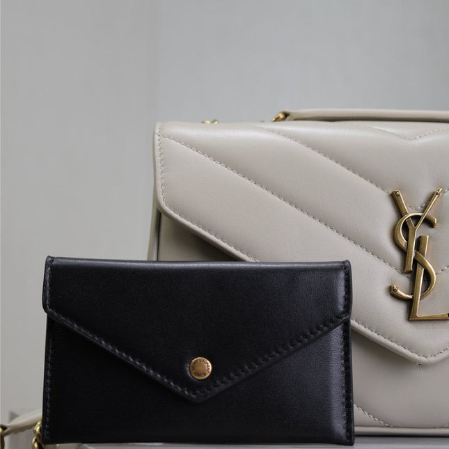LOULOU SMALL 24 IN WHITE SHEEPSKIN GOLD HARDWARE
