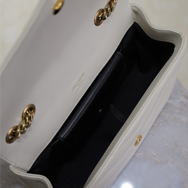 LOULOU SMALL 24 IN WHITE SHEEPSKIN GOLD HARDWARE