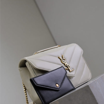 LOULOU SMALL 24 IN WHITE SHEEPSKIN GOLD HARDWARE