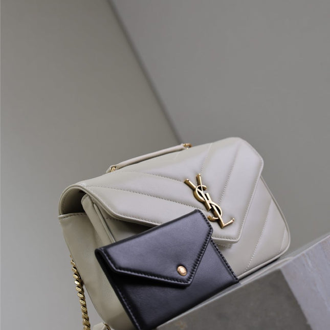 LOULOU SMALL 24 IN WHITE SHEEPSKIN GOLD HARDWARE