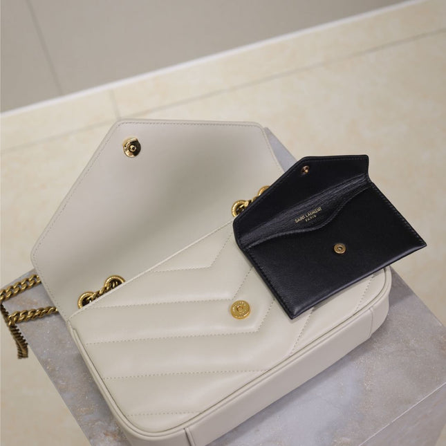 LOULOU SMALL 24 IN WHITE SHEEPSKIN GOLD HARDWARE