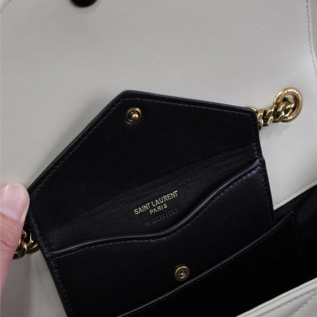 LOULOU SMALL 24 IN WHITE SHEEPSKIN GOLD HARDWARE