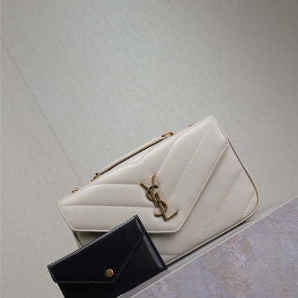 LOULOU SMALL 24 IN WHITE SHEEPSKIN GOLD HARDWARE