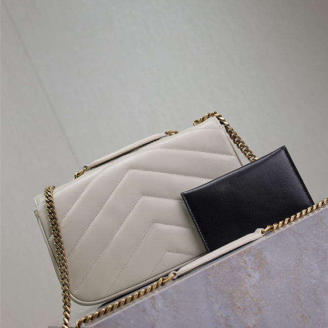 LOULOU SMALL 24 IN WHITE SHEEPSKIN GOLD HARDWARE