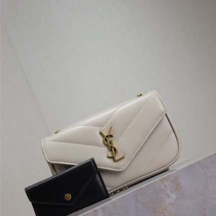 LOULOU MINI 20 IN WHITE SHEEPSKIN GOLD HARDWARE