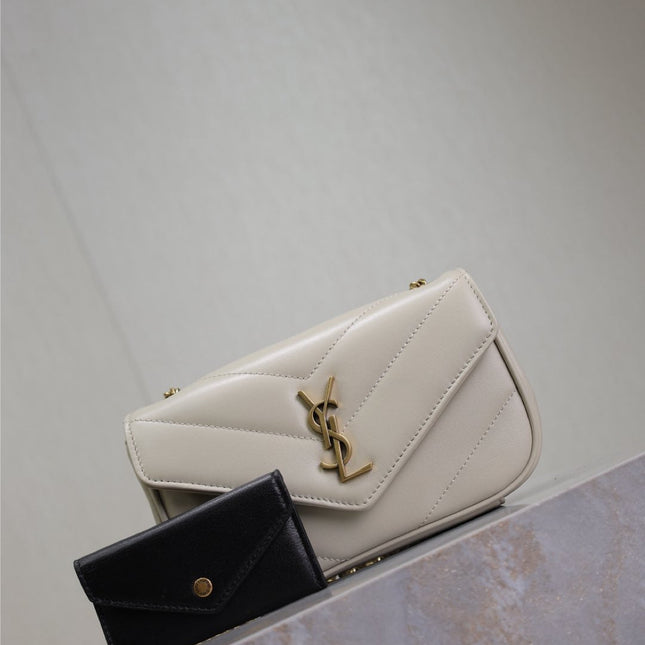 LOULOU MINI 20 IN WHITE SHEEPSKIN GOLD HARDWARE