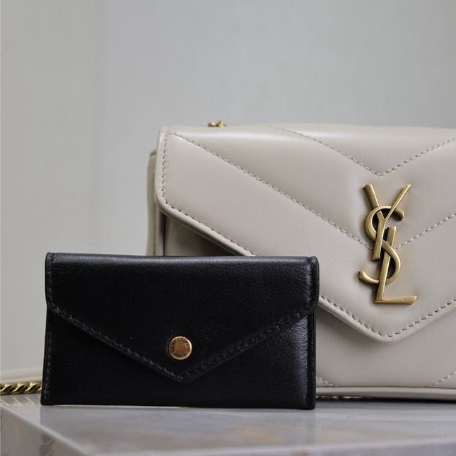 LOULOU MINI 20 IN WHITE SHEEPSKIN GOLD HARDWARE