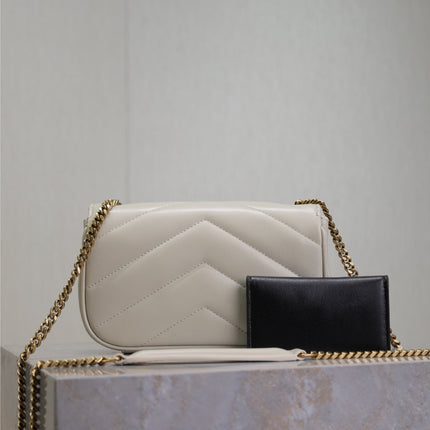 LOULOU MINI 20 IN WHITE SHEEPSKIN GOLD HARDWARE