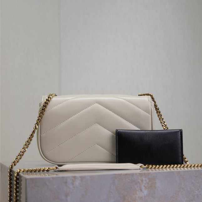 LOULOU MINI 20 IN WHITE SHEEPSKIN GOLD HARDWARE