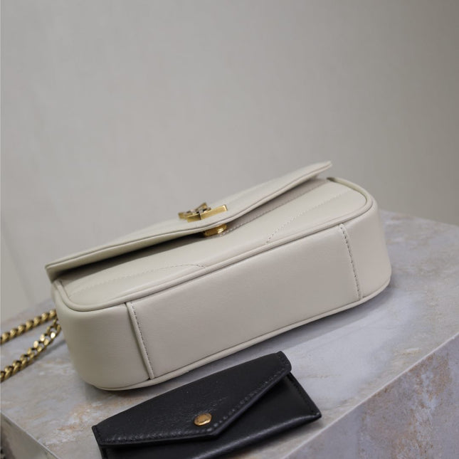 LOULOU MINI 20 IN WHITE SHEEPSKIN GOLD HARDWARE