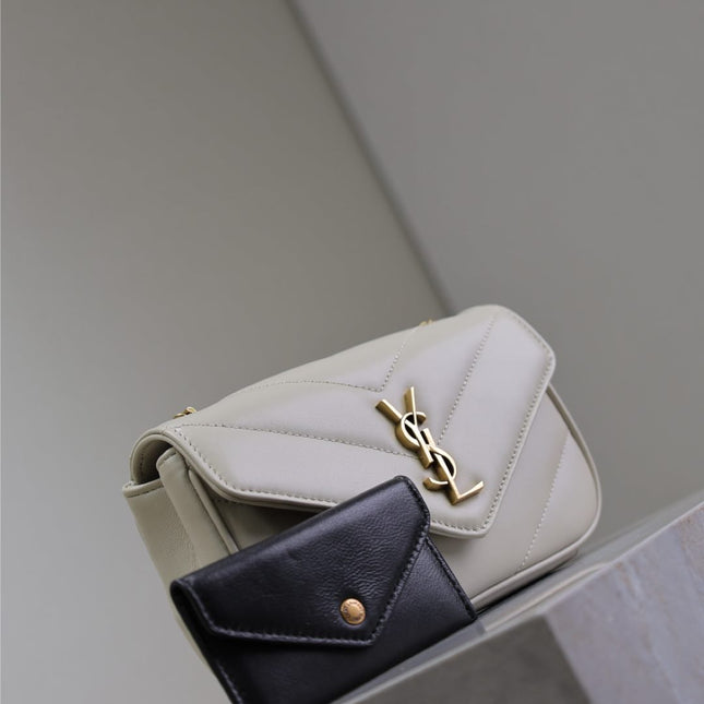 LOULOU MINI 20 IN WHITE SHEEPSKIN GOLD HARDWARE