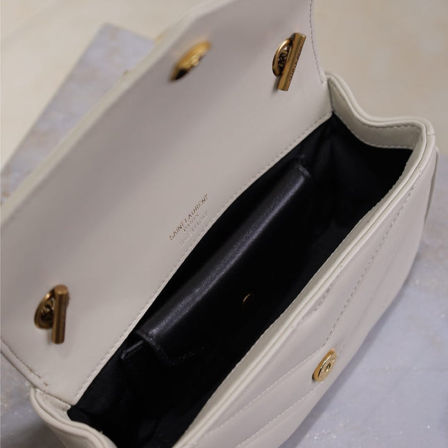 LOULOU MINI 20 IN WHITE SHEEPSKIN GOLD HARDWARE