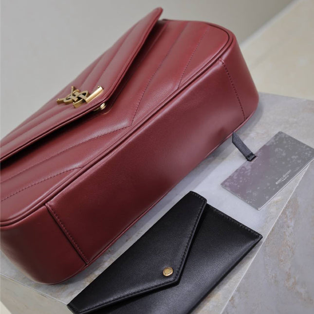 LOULOU MEDIUM 29 IN BURGUNDY RED SHEEPSKIN GOLD HARDWARE