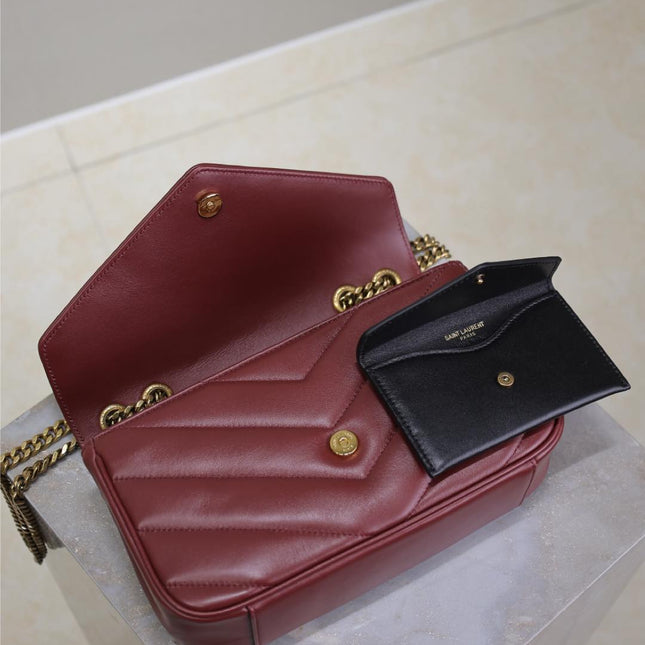 LOULOU SMALL 24 IN BURGUNDY RED SHEEPSKIN GOLD HARDWARE