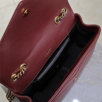 LOULOU SMALL 24 IN BURGUNDY RED SHEEPSKIN GOLD HARDWARE