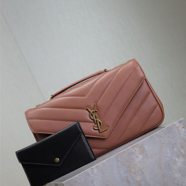 LOULOU MEDIUM 29 IN SALMON PINK SHEEPSKIN GOLD HARDWARE