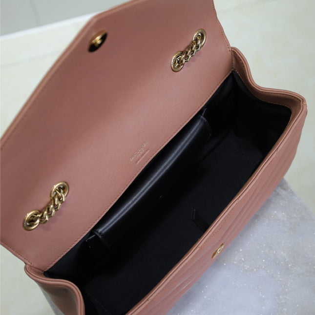 LOULOU MEDIUM 29 IN SALMON PINK SHEEPSKIN GOLD HARDWARE